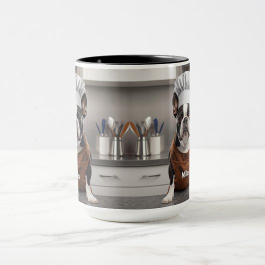 Affectionate Boston Terrier Personalized Mok (Midden)