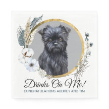 Affen Pinscher bruiloft servet met huisdieren Foto