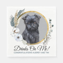 Affen Pinscher bruiloft servet met huisdieren Foto