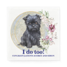 Affen Pinscher bruiloft servet met huisdieren Foto