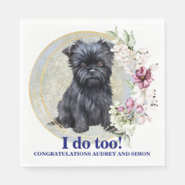 Affen Pinscher bruiloft servet met huisdieren Foto