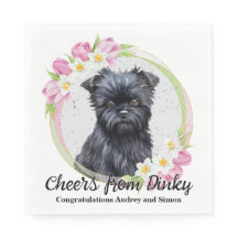 Affen Pinscher bruiloft servet met huisdieren Foto