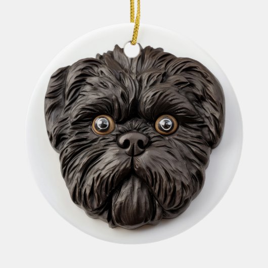Affenpinscher 3D geïnspireerd Keramisch Ornament (Voorkant)
