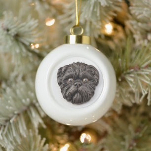 Affenpinscher 3D geïnspireerd Keramische Bal Ornament