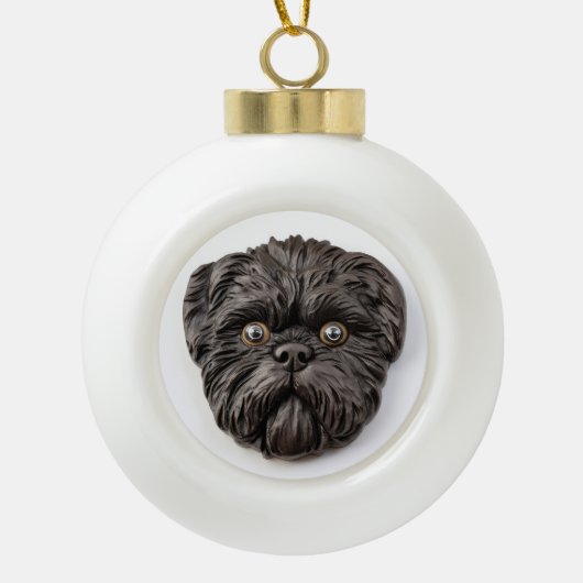 Affenpinscher 3D Geïnspireerd Keramische Bal Ornament (Voorkant)