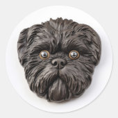 Affenpinscher 3D geïnspireerd Ronde Sticker (Voorkant)