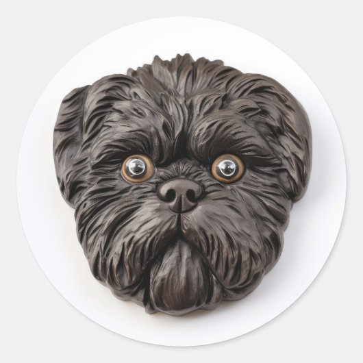 Affenpinscher 3D geïnspireerd Ronde Sticker (Voorkant)