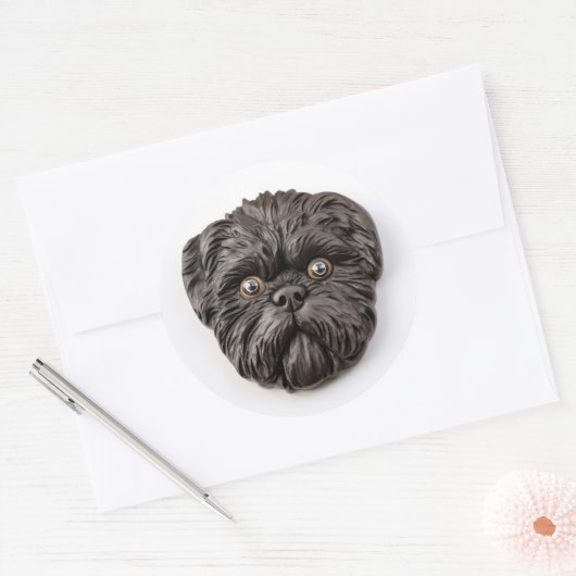 Affenpinscher 3D geïnspireerd Ronde Sticker (Envelop)