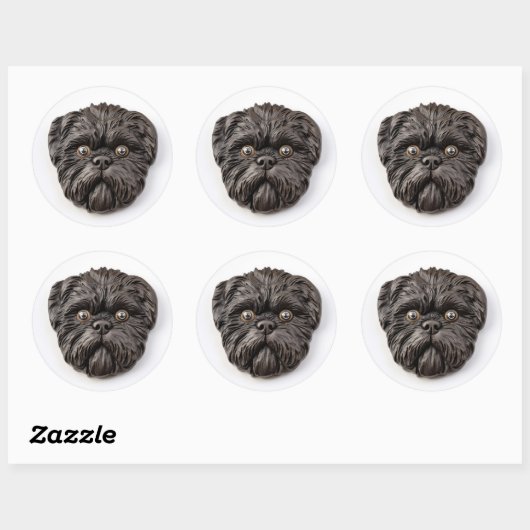 Affenpinscher 3D geïnspireerd Ronde Sticker (Vel)