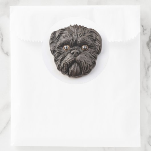 Affenpinscher 3D geïnspireerd Ronde Sticker (Tas)