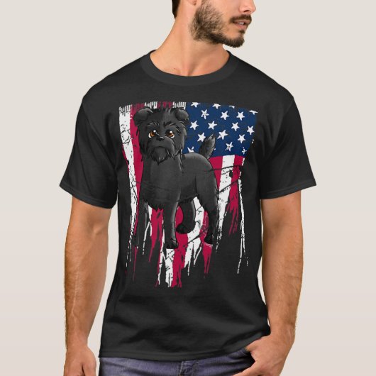 Affenpinscher American Flag USA Geweldige T-shirt (Voorkant)