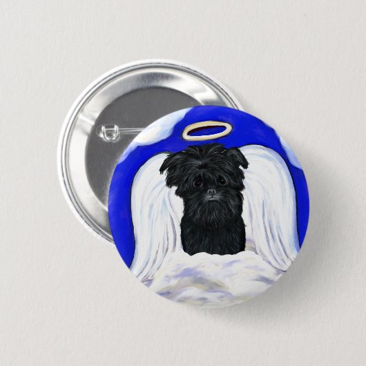 Affenpinscher Angel Ronde Button 5,7 Cm (Voorkant /achterkant)