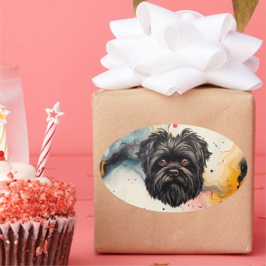 Affenpinscher Apenhond Affens Terrier Ovale Sticker (Feest)