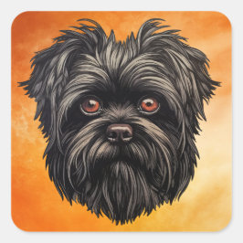Affenpinscher Apenhond Affens Terrier Vierkante Sticker