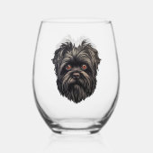 Affenpinscher Apenhond Affens Terrier Wijnglas Zonder Voet (Voorkant)