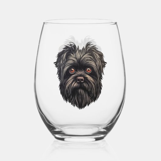 Affenpinscher Apenhond Affens Terrier Wijnglas Zonder Voet (Voorkant)