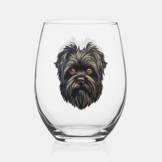 Affenpinscher Apenhond Affens Terrier Wijnglas Zonder Voet (Achterkant)