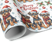 Affenpinscher Aquarel Kerstmis Cadeaupapier (Rol Hoek)