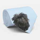 Affenpinscher Blue met White Diamonds Stropdas (Opgerold)