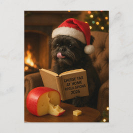 Affenpinscher 'Cheese Tax' Christmas postcard Briefkaart