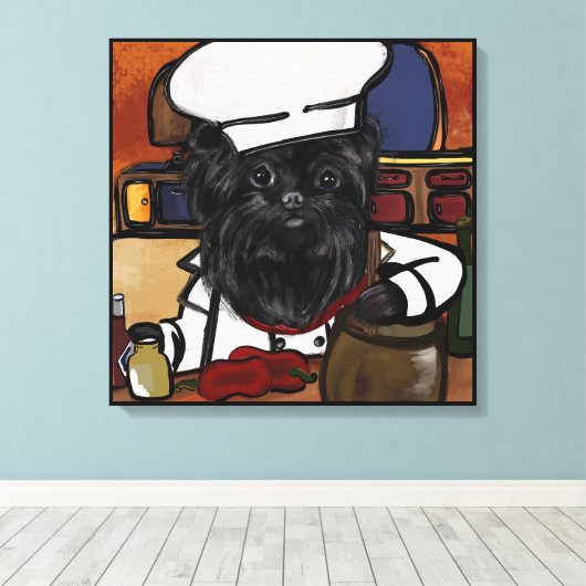 Affenpinscher Chef Canvas Afdruk (Insitu (Houten vloer))