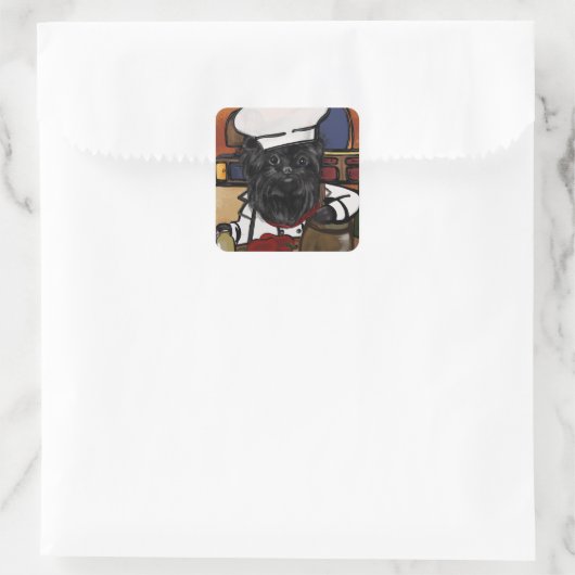 Affenpinscher Chef Vierkante Sticker (Tas)