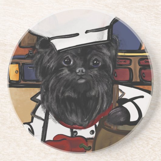 Affenpinscher Chef Zandsteen Onderzetter (Voorkant)