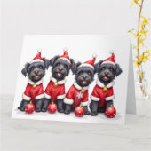 Affenpinscher Christmas Dress Santa Hat Kaart (Gele Bloem)