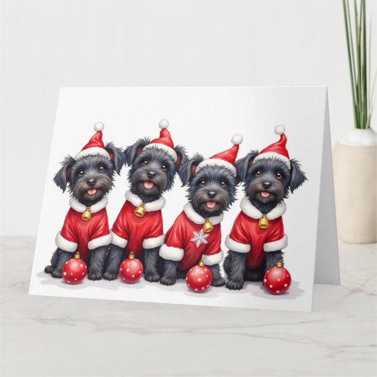 Affenpinscher Christmas Dress Santa Hat Kaart (Voorkant)