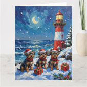 Affenpinscher Christmas Lighthouse Holiday Kaart (Voorkant)