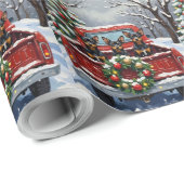 Affenpinscher Christmas Red Truck Holiday Cadeaupapier (Rol Hoek)