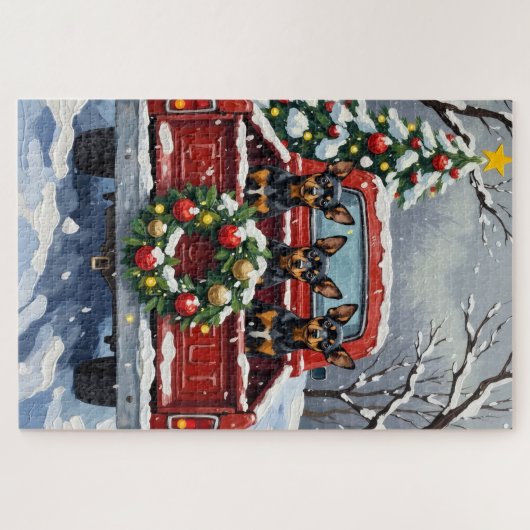 Affenpinscher Christmas Red Truck Holiday Legpuzzel (Horizontaal)