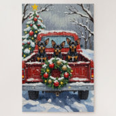 Affenpinscher Christmas Red Truck Holiday Legpuzzel (Verticaal)