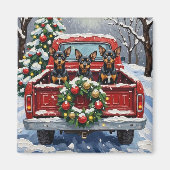Affenpinscher Christmas Red Truck Holiday Magneet (Voorkant)