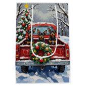 Affenpinscher Christmas Red Truck Holiday Medium Cadeauzakje (Achterkant)