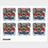 Affenpinscher Christmas Red Truck Holiday Vierkante Sticker (Vel)