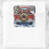 Affenpinscher Christmas Red Truck Holiday Vierkante Sticker (Tas)