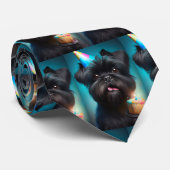 Affenpinscher die verjaardagsballonnen taart viert stropdas (Opgerold)