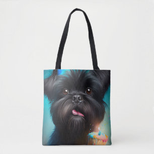 Affenpinscher die verjaardagsballonnen taart viert tote bag