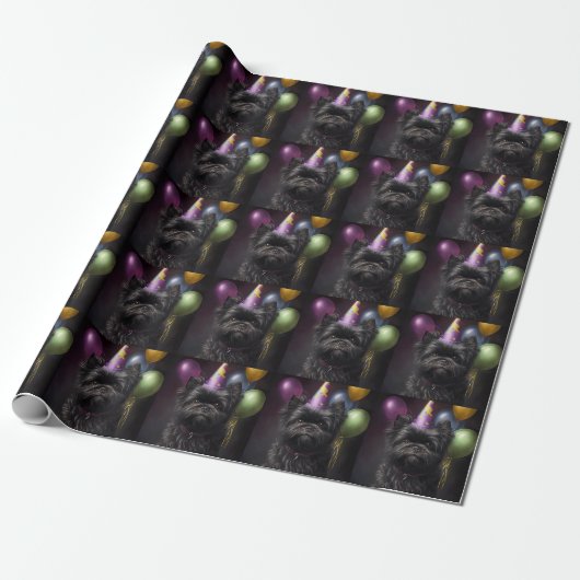 Affenpinscher Dog Birthday-ballonnen Cadeaupapier (Uitgerold)