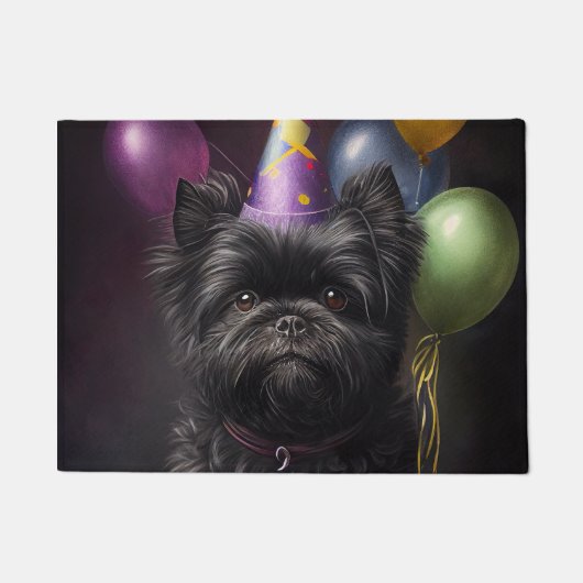 Affenpinscher Dog Birthday-ballonnen Deurmat (Voorkant)