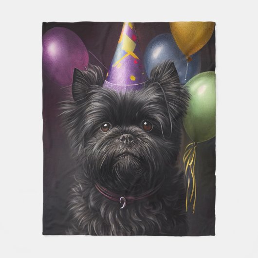 Affenpinscher Dog Birthday-ballonnen Fleece Deken (Voorkant)