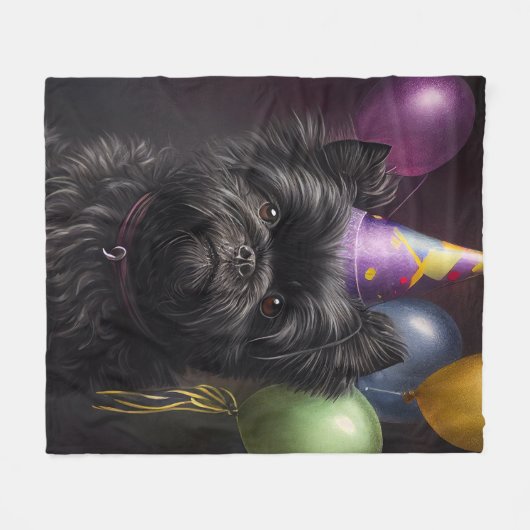 Affenpinscher Dog Birthday-ballonnen Fleece Deken (Voorkant (Horizontaal))