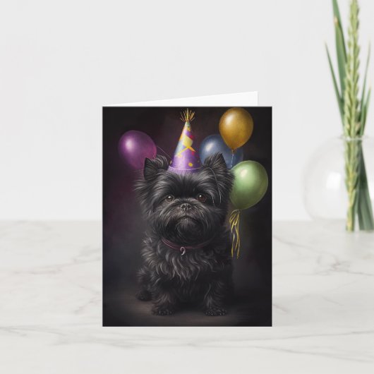 Affenpinscher Dog Birthday-ballonnen Kaart (Voorkant)