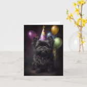 Affenpinscher Dog Birthday-ballonnen Kaart (Gele Bloem)