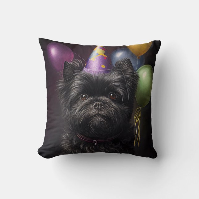 Affenpinscher Dog Birthday-ballonnen Kussen (Voorkant)