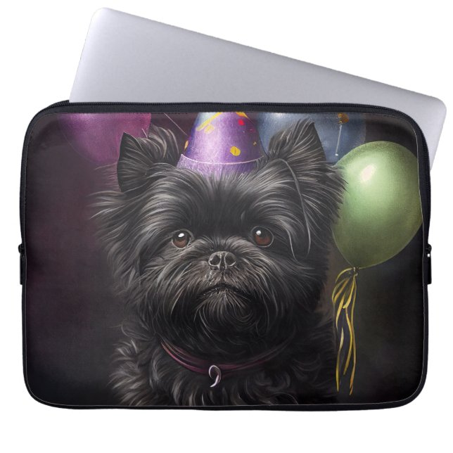 Affenpinscher Dog Birthday-ballonnen Laptop Sleeve (Voorkant)