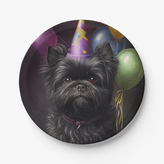 Affenpinscher Dog Birthday-ballonnen Papieren Bordje (Voorkant)