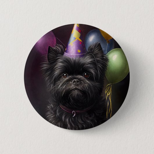 Affenpinscher Dog Birthday-ballonnen Ronde Button 5,7 Cm (Voorkant)