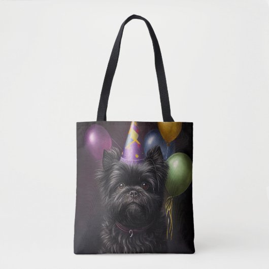 Affenpinscher Dog Birthday-ballonnen Tote Bag (Voorkant)